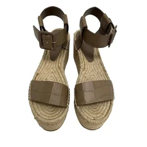 Vince Abby Croc Espadrille Platform Sandals Taupe Summer Bohemian Chic size 9 thumbnail 4