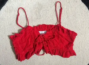 Urban Outfitters lace up crop top thumbnail 1