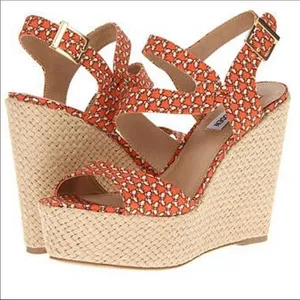 Steve Madden Jenny Printed Espadrille Wedge Sandal in‎ Orange Size 7.5 thumbnail 10