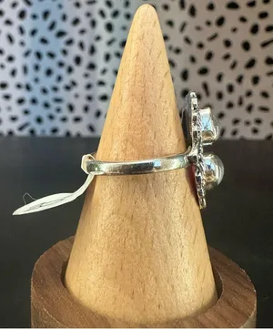 NWT Sterling Silver Double Moonstone Ring Intricate Silver Work Setting thumbnail 3