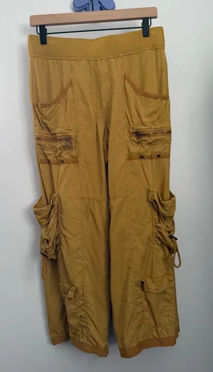 Xcvi XS Yellow Marigold Pants Straight Baggy Cargo Boho Gypsy Hippie Relaxed thumbnail 1
