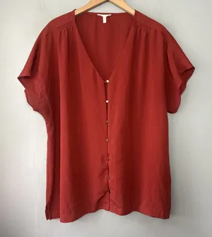 Maurices Blouse Size XL Rust Burnt Orange Boho Hippie Earthy Poetcore Career thumbnail 1