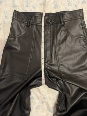 Zara Black Leather Straight Leg Pants thumbnail 5