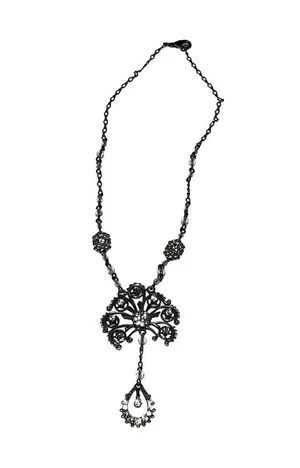 Victorian Crystal & Rhinestone Double Pendant Necklace thumbnail 2