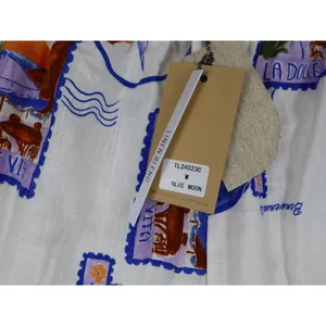 Anthropologie New Label Of Love Printed Wide Leg Linen Pants Sz M‎ Beach Resortwear Dolce Vita thumbnail 3