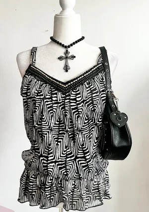 Vintage Y2K Beaded Tank Top Vintage Festival Retro‎ 2000s Boho Small thumbnail 1