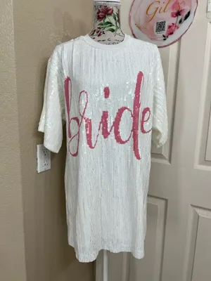 Forever 21 White Sequin Bride Tunic Dress size S/M thumbnail 2