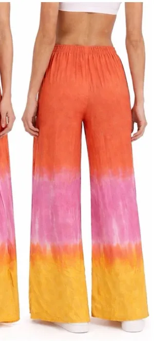 Young Fabulous & Broke Abigail Tie Front Split Wide Leg Tie Dye Pants Large NEW thumbnail 1