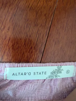 Altar’d State Pink Puff Sleeve Peplum Top Size Small thumbnail 3