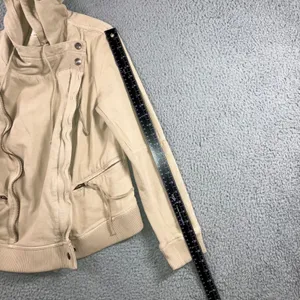 Free People Carmen Moto Jacket Women Small‎ Beige Asymmetrical Zip thumbnail 7