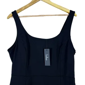 NWT Lulus Social Sensation Mini Dress Solid Black Classic Side Slit Size XL thumbnail 4