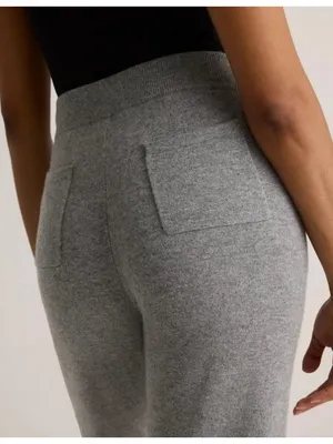 NWT Quince Mongolian Cashmere Straight Leg in Heather Grey Pull-on Knit Pants M thumbnail 3