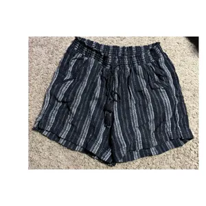 Briggs Womens Black White Striped Smocked Waist Tassel‎ Shorts Size M thumbnail 2