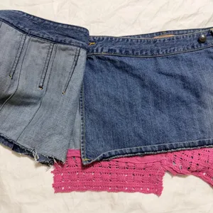 Vintage Abercrombie & Fitch Mini‎ Skirt Womens Size 6 Blue Denim Pleated Y2K 90s thumbnail 3