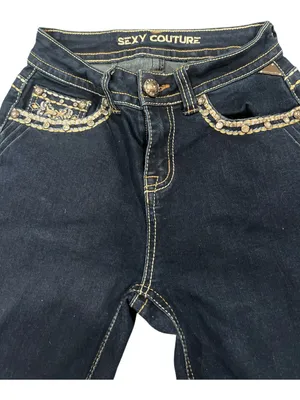 Sexy Couture Rhinestone Flare Jeans - Fits XS/S (Stretch 22" Waist) thumbnail 3