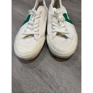 CLEAR Canvas Low Top Sneakers White Green Women's Size 8 Casual Lace Up Shoes thumbnail 13