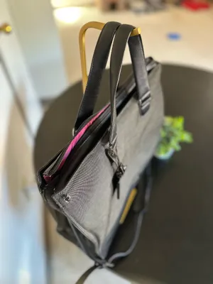 Vintage TUMI Black Nylon & Leather Structured Tote / Business Bag – Pink Lining – Shoulder Strap thumbnail 6