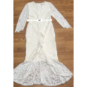 ALEXIS Nadege Lace Midi Mermaid Dress Off White Bridal Women Elegant size small thumbnail 8