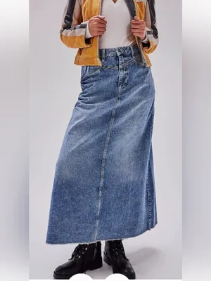 We The Free ( Free people)High-Waist Long Denim Skirt in Blue size 6 thumbnail 5