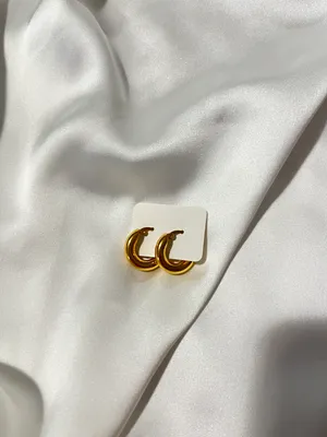 Chunky Gold Hoops 18k Gold Plated Stylish Hoops thumbnail 4