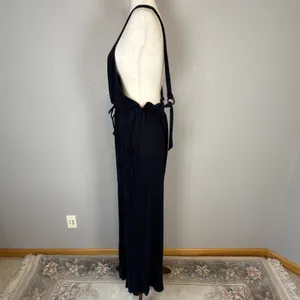 Free People Beach Salopette Shelby Wide Leg Jumpsuit Overall Size M Black Pocket thumbnail 4