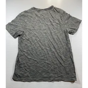 01.ALGO Striped Short Sleeve‎ T-Shirt Casual Basic Tee Gray Black Stripes M thumbnail 4