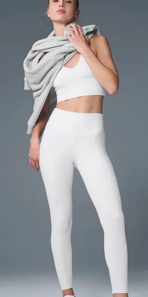 Alo Yoga High-Waisted White Airbrush Leggings. 7/8 length thumbnail 1