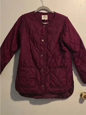 St. John's Bay Quilted Wine-Red Puffer Jacket thumbnail 4