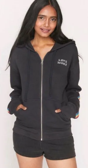 Spiritual Gangster Rainbow Stripe Love More Meditation Zip-Front Sweatshirt Hood thumbnail 1