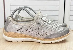 Rieker N42K6 Nikita Slip-On Sneakers Metallic Silver 41 US 9.5 Athleisure thumbnail 1