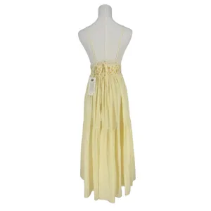 Fanm Mon NWT Ruzgar Light Yellow Embroidered Cotton Maxi Dress‎ XS thumbnail 13