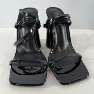 Simmi London Square Toe Strappy Chunky Round Heels in‎ Black Size 5 thumbnail 2