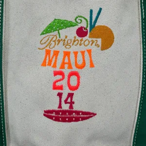 Lands' End Tote Bag Brighton Maui 2014 Cream & Green Canvas Open Top Pockets thumbnail 2