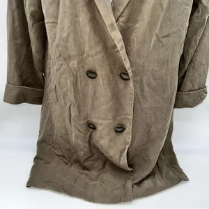 Lovers + Friends Olive Green Double-Breasted Trench Short Coat/Long Jacket-Sz S thumbnail 9