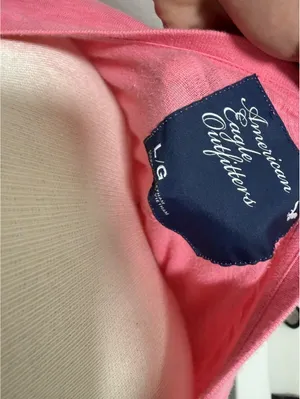 Y2K American Eagle Pink Deep V Neck Long Sleeve Peace L thumbnail 2