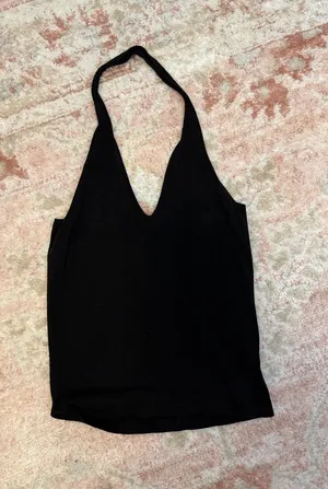Banana Republic Factory Black Halter V-Neck Camisole Top thumbnail 1