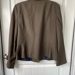 Ann Taylor sage green one button wool‎ blazer jacket size 14 preppy career thumbnail 4