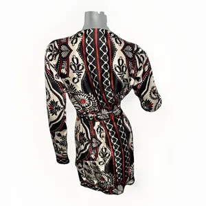 FARM RIO Passion Scarf Wrap Mini Dress Women's Size XS Black Printed thumbnail 9