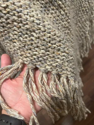 Handmade WoolBlend Elegant Poncho Tan Size M thumbnail 4