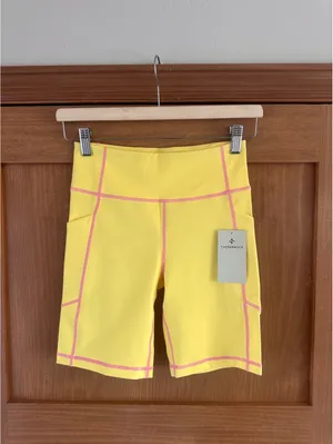 NWT Tuckernuck Sundaze Compression Biker Shorts Yellow & Pink 7” Women’s size XS thumbnail 13
