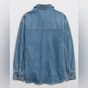 Aerie Dark Wash Denim Shacket Shirt Jacket Oversized thumbnail 6