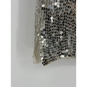 Vintage Elegance by Anujan 100% Silk Sequin Top Small Beaded White‎ Silver Party thumbnail 5