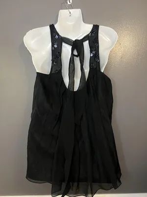 Rebecca Taylor Shirt Womens 6 Black Silk Beaded Embellished Flowy Tank Top thumbnail 5