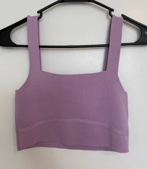 Lavender Square Neck Cropped Tank Purple thumbnail 1