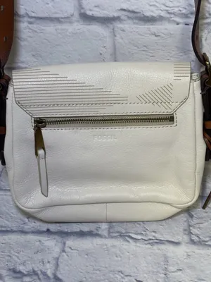 Vintage Fossil Harper Saddle Ivory Cream Leather Crossbody Bag Y2K Key Charm thumbnail 8