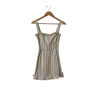 REFORMATION Jojoba Striped Ruffle Linen Mini Dress thumbnail 4
