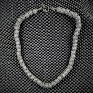 Metal Mesh Silver Textured Threaded Bead Necklace thumbnail 13