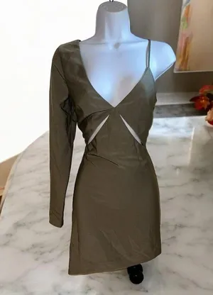 Revolve- Nbd Tobias Mini Dress In Olive Green Size Small thumbnail 6