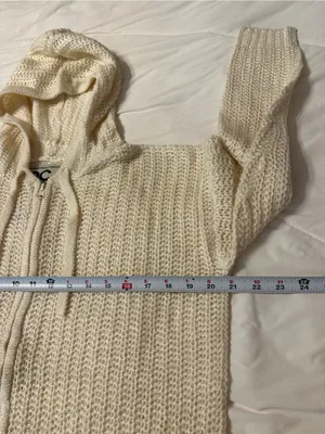 Culture Couture Cream Knit Zip-Up Hooded Sweater - NWT - Size XS (oversized) thumbnail 8