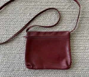 Vintage Oxblood Dark Red Burgundy Genuine Leather Crossbody Mini Bag thumbnail 1